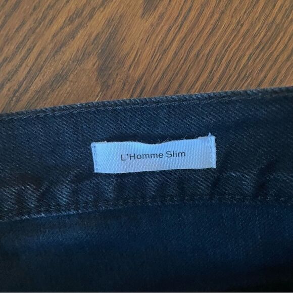 FRAME L’HOMME SLIM FIT MIDRISE BLACK NOIR SHRED JEANS‎ DISTRESSED SZ 33 NEW - Picture 5 of 10